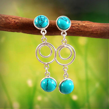 Aria™ Turquoise Harmony Drop Earrings | Sterling Silver | Old Soul Ease | Thoughtful Gift for Her