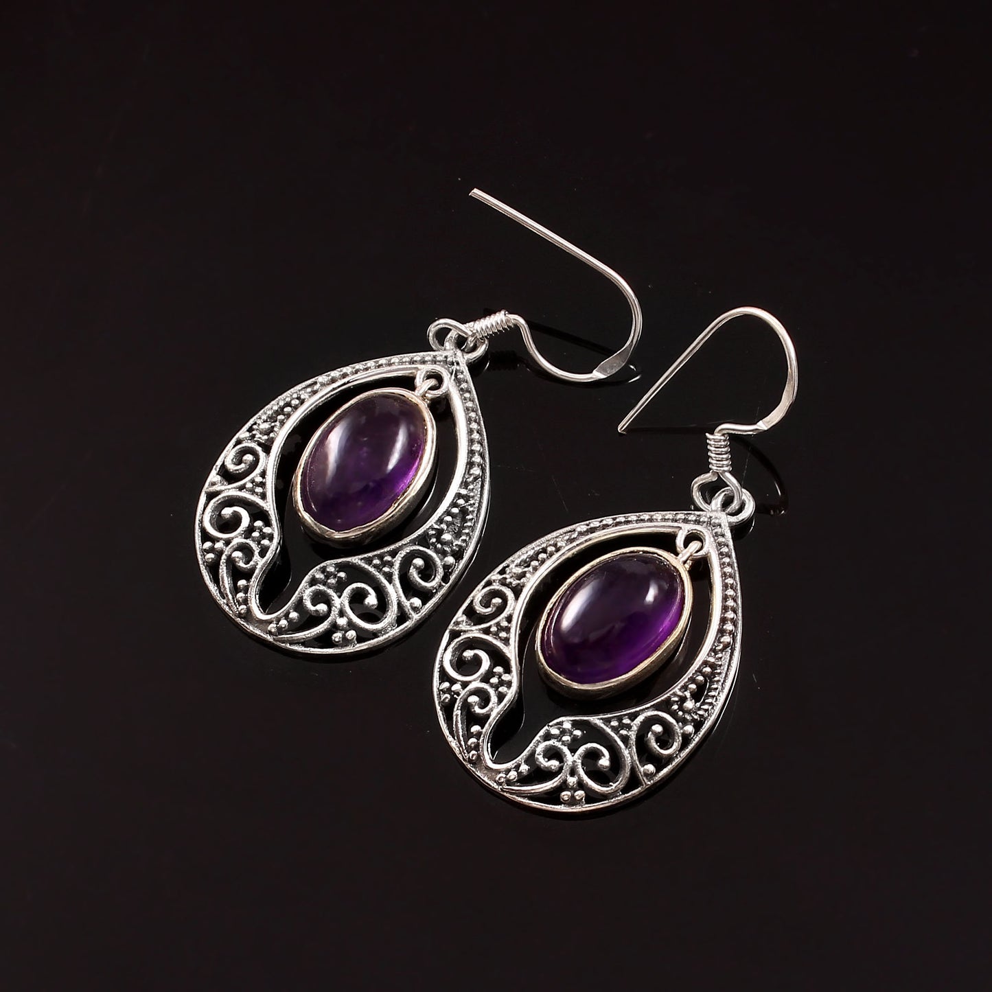 Nyra™ Vintage Amethyst Drop Earrings | Sterling Silver | Old Soul Depth | Meaningful Gift for Her