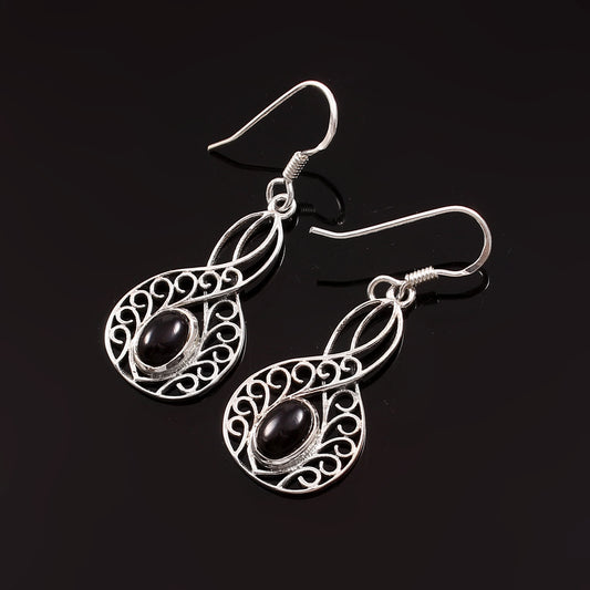 Elara™ Vintage Black Onyx Drop Earrings | Sterling Silver | Old Soul Grace | Meaningful Gift for Her