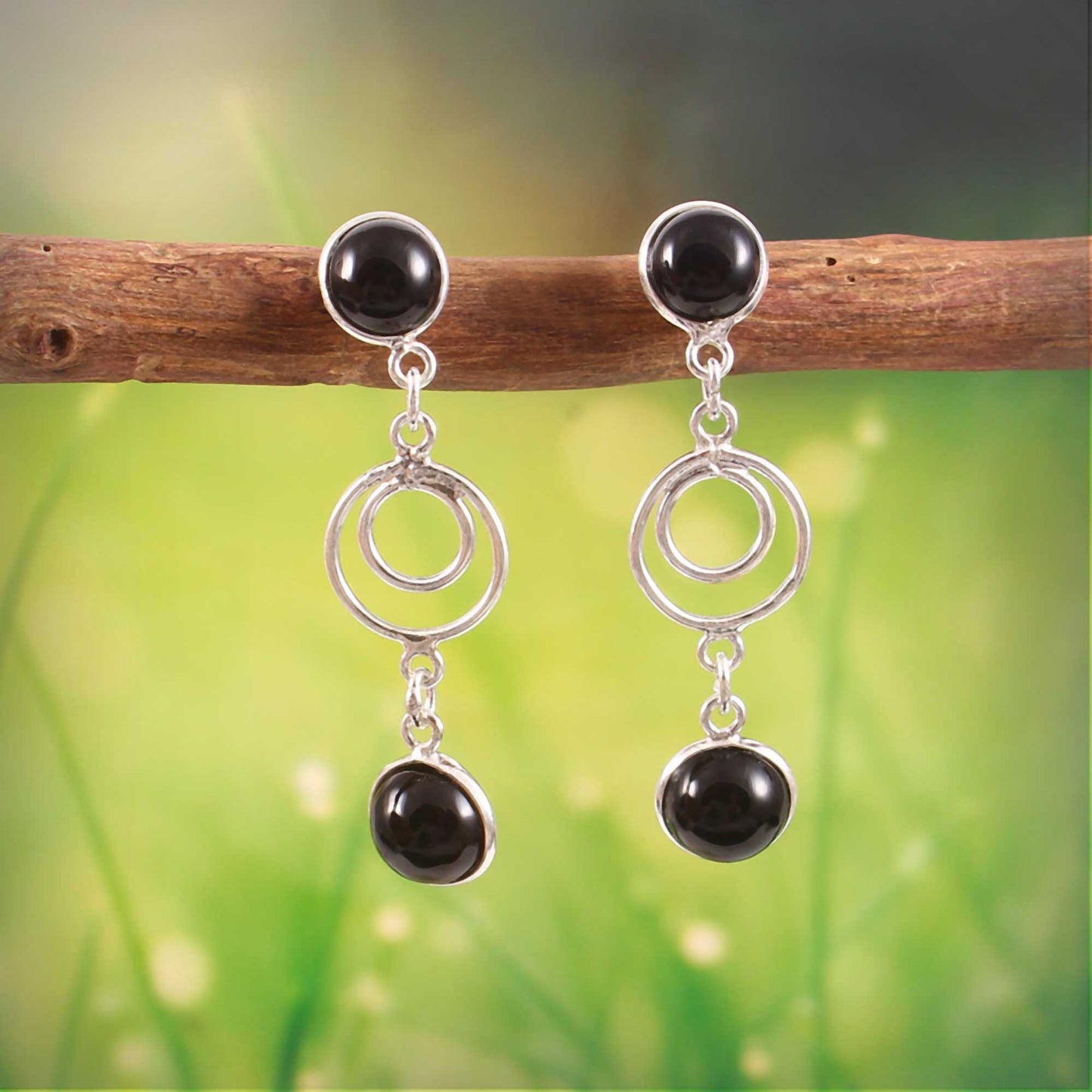 Veya™ Black Onyx Minimal Drop Earrings | Sterling Silver | Old Soul Minimalism | Meaningful Gift for Her