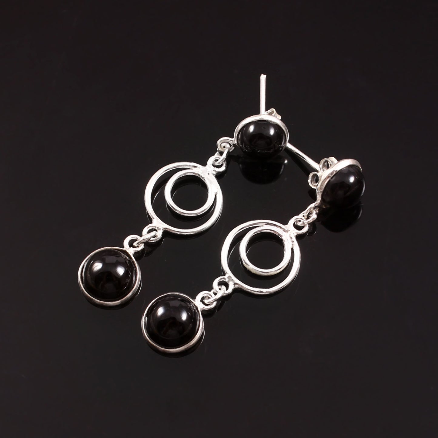 Veya™ Black Onyx Minimal Drop Earrings | Sterling Silver | Old Soul Minimalism | Meaningful Gift for Her