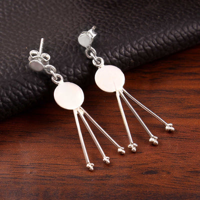 Zyrene Moon Drift™ Drop Earrings – Silver Tone | Minimal Pearl Dangle Earrings for Women | Elegant Everyday Jewelry