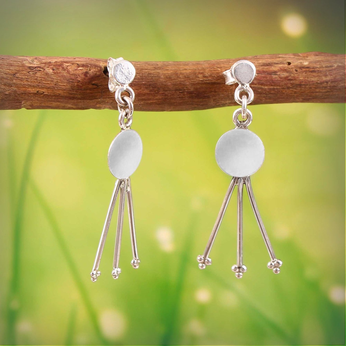 Zyrene Moon Drift™ Drop Earrings – Silver Tone | Minimal Pearl Dangle Earrings for Women | Elegant Everyday Jewelry