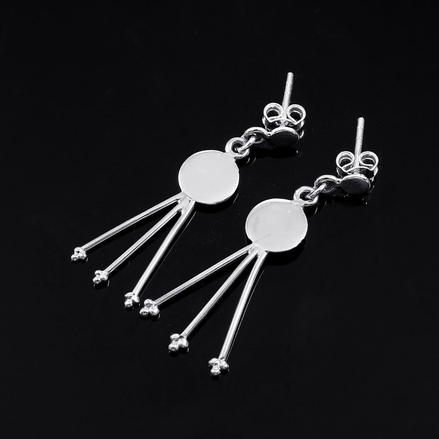 Zyrene Moon Drift™ Drop Earrings – Silver Tone | Minimal Pearl Dangle Earrings for Women | Elegant Everyday Jewelry