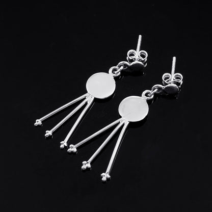 Zyrene Moon Drift™ Drop Earrings – Silver Tone | Minimal Pearl Dangle Earrings for Women | Elegant Everyday Jewelry