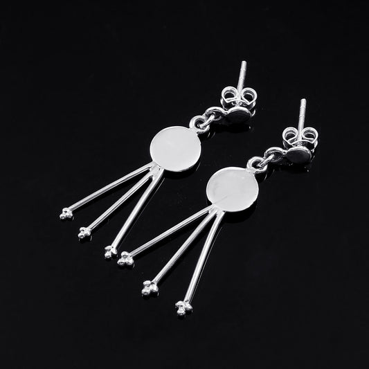 Zyrene Moon Drift™ Drop Earrings – Silver Tone | Minimal Pearl Dangle Earrings for Women | Elegant Everyday Jewelry