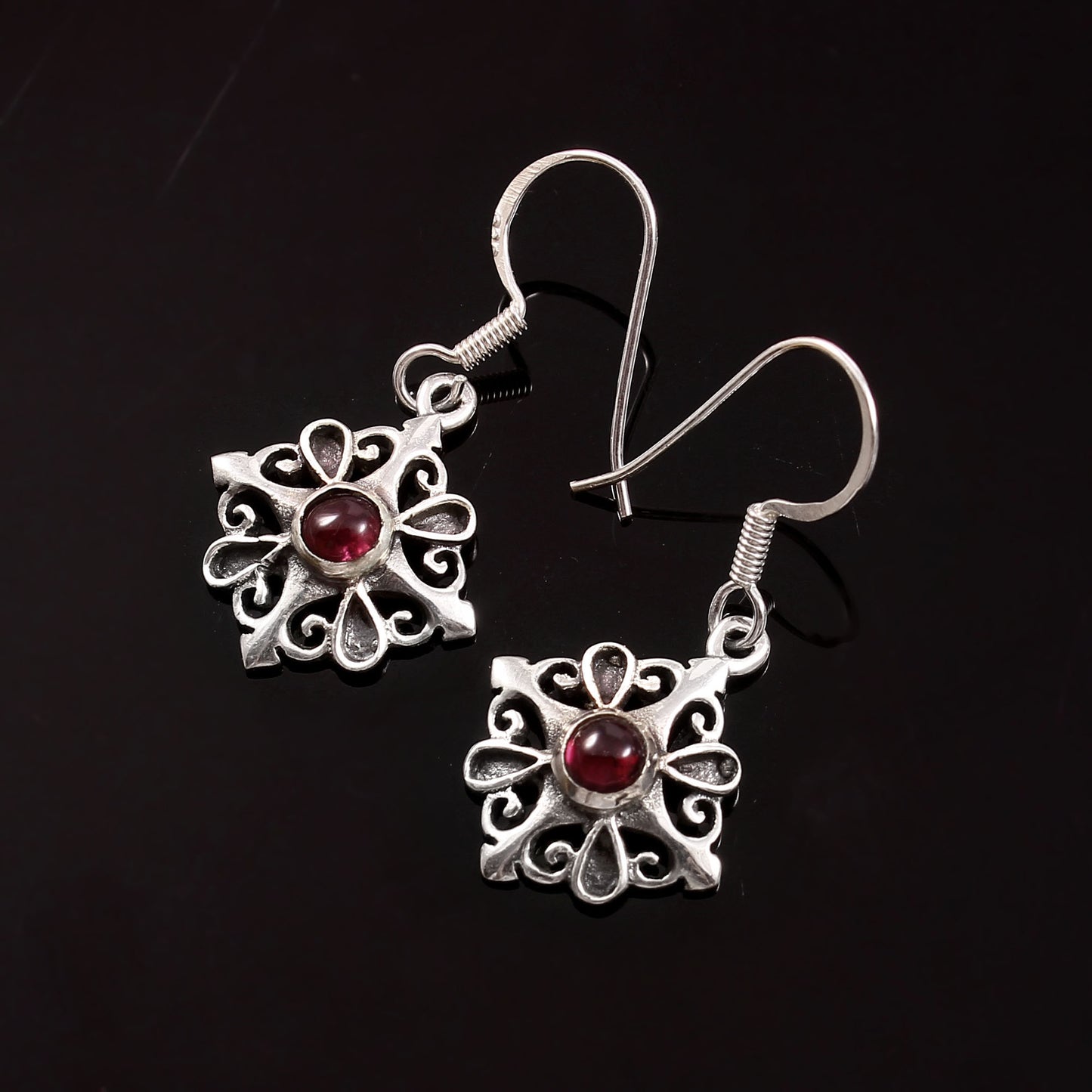 Veloria™ Vintage Ruby Bloom Earrings | Sterling Silver | Old Soul Glow | Meaningful Gift for Her
