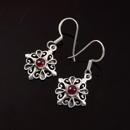 Veloria™ Vintage Ruby Bloom Earrings | Sterling Silver | Old Soul Glow | Meaningful Gift for Her