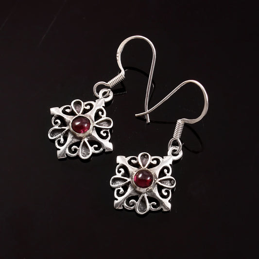 Veloria™ Vintage Ruby Bloom Earrings | Sterling Silver | Old Soul Glow | Meaningful Gift for Her