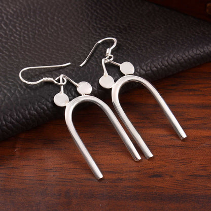 Zyrene Arc Muse™ Earrings – Silver Tone | Modern U-Shape Drop Earrings for Women | Minimal Everyday Statement Jewelry