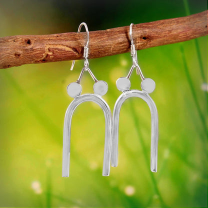 Zyrene Arc Muse™ Earrings – Silver Tone | Modern U-Shape Drop Earrings for Women | Minimal Everyday Statement Jewelry