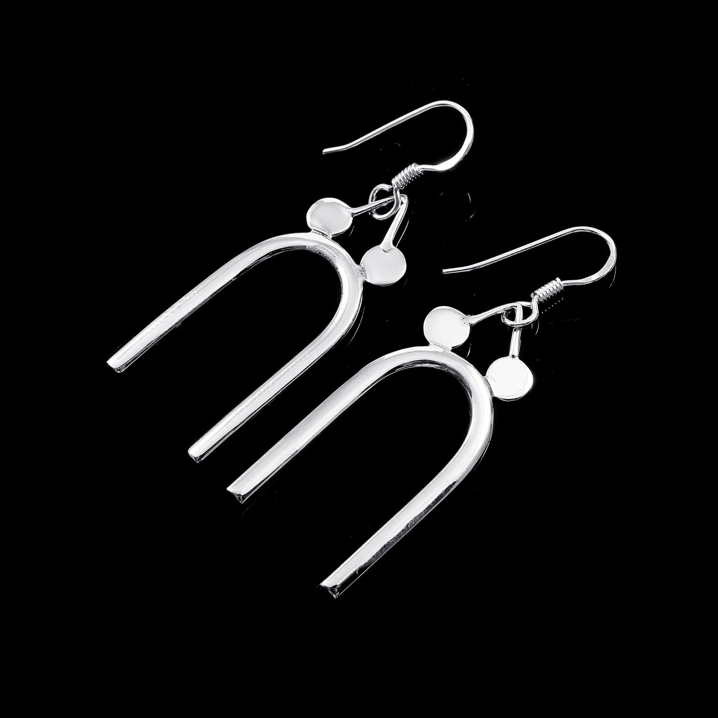 Zyrene Arc Muse™ Earrings – Silver Tone | Modern U-Shape Drop Earrings for Women | Minimal Everyday Statement Jewelry
