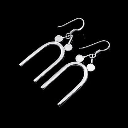 Zyrene Arc Muse™ Earrings – Silver Tone | Modern U-Shape Drop Earrings for Women | Minimal Everyday Statement Jewelry