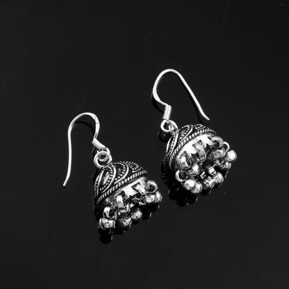 Zyrene Jingle Bloom™ Earrings – Silver Tone | Mini Dome Jhumka Earrings with Soft Dangle | Everyday Ethnic Charm