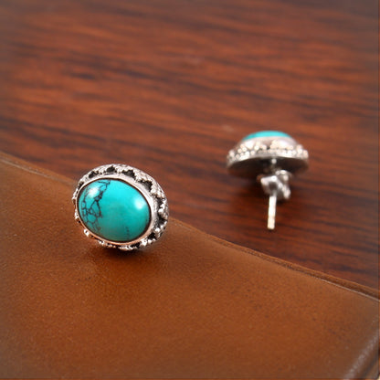 Mirelle™ Vintage Turquoise Stud Earrings | Sterling Silver | Old Soul Calm | Thoughtful Gift for Her