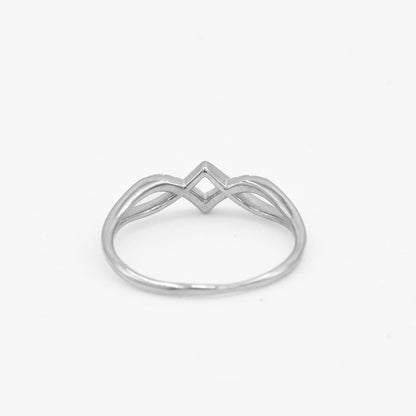 Front view of Aira diamond infinity ring in 925 sterling silver by Zyrene