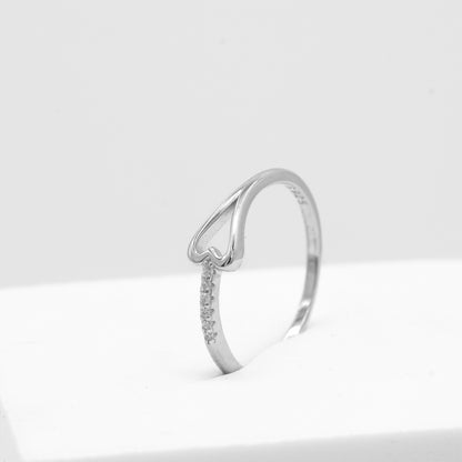 Front view of Ira open heart ring in 925 sterling silver by Zyrene