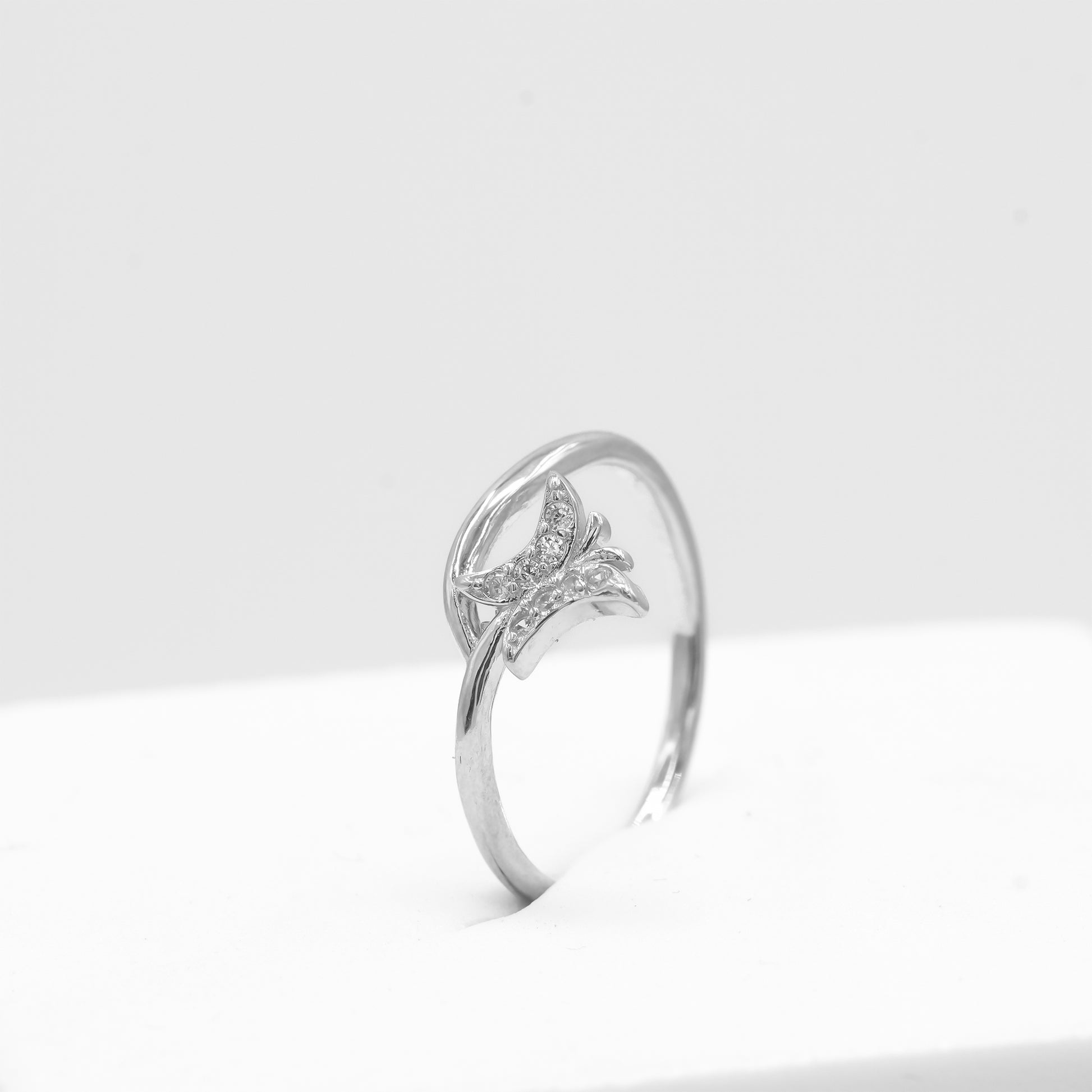 Front view of Pihu flutter ring in 925 sterling silver by Zyrene