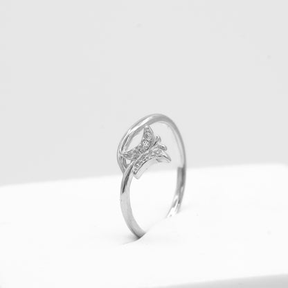 Front view of Pihu flutter ring in 925 sterling silver by Zyrene