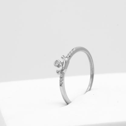 Front view of Rani crown sparkle ring in 925 sterling silver by Zyrene