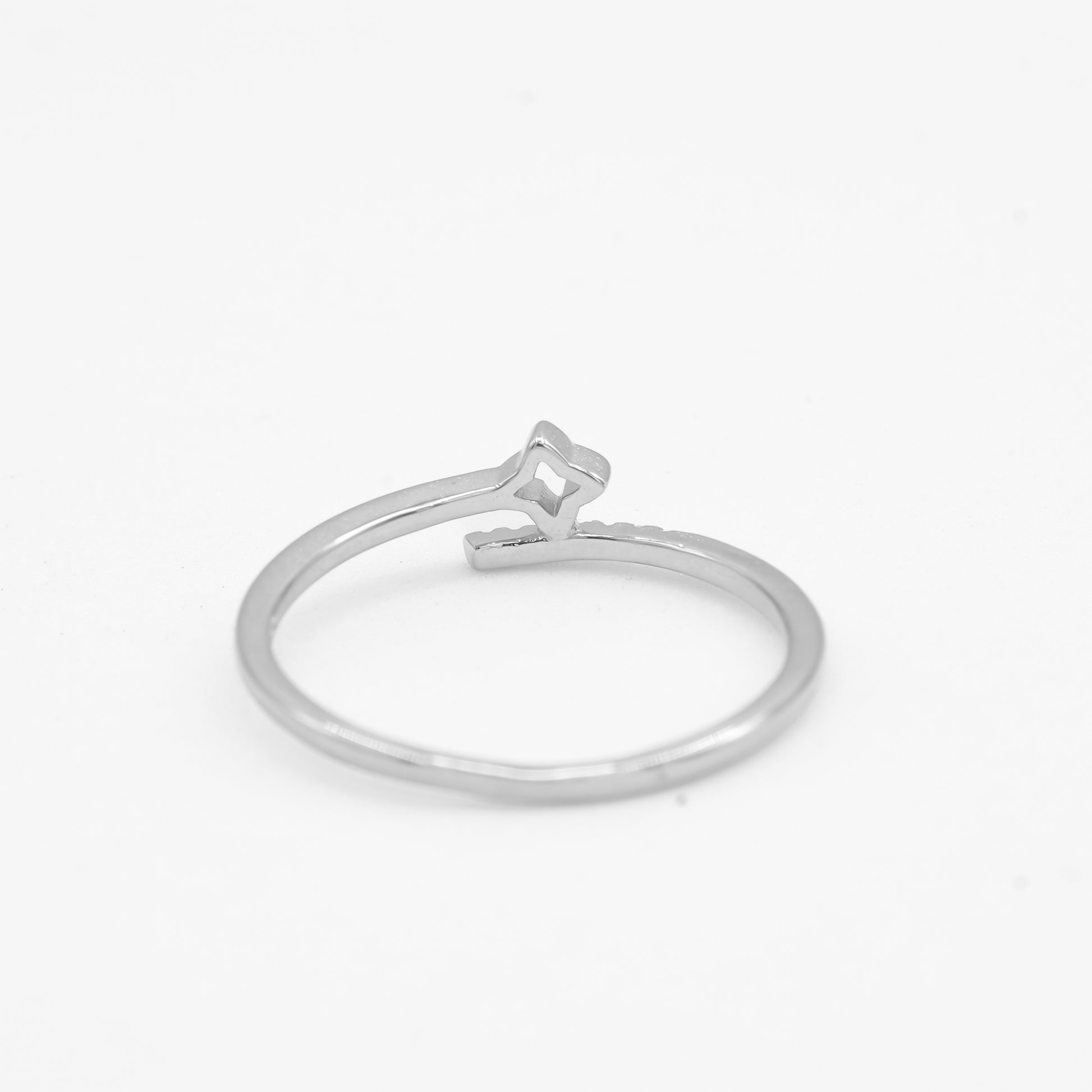 Side view of Zyrene Sitara 925 silver ring showing slim lightweight band