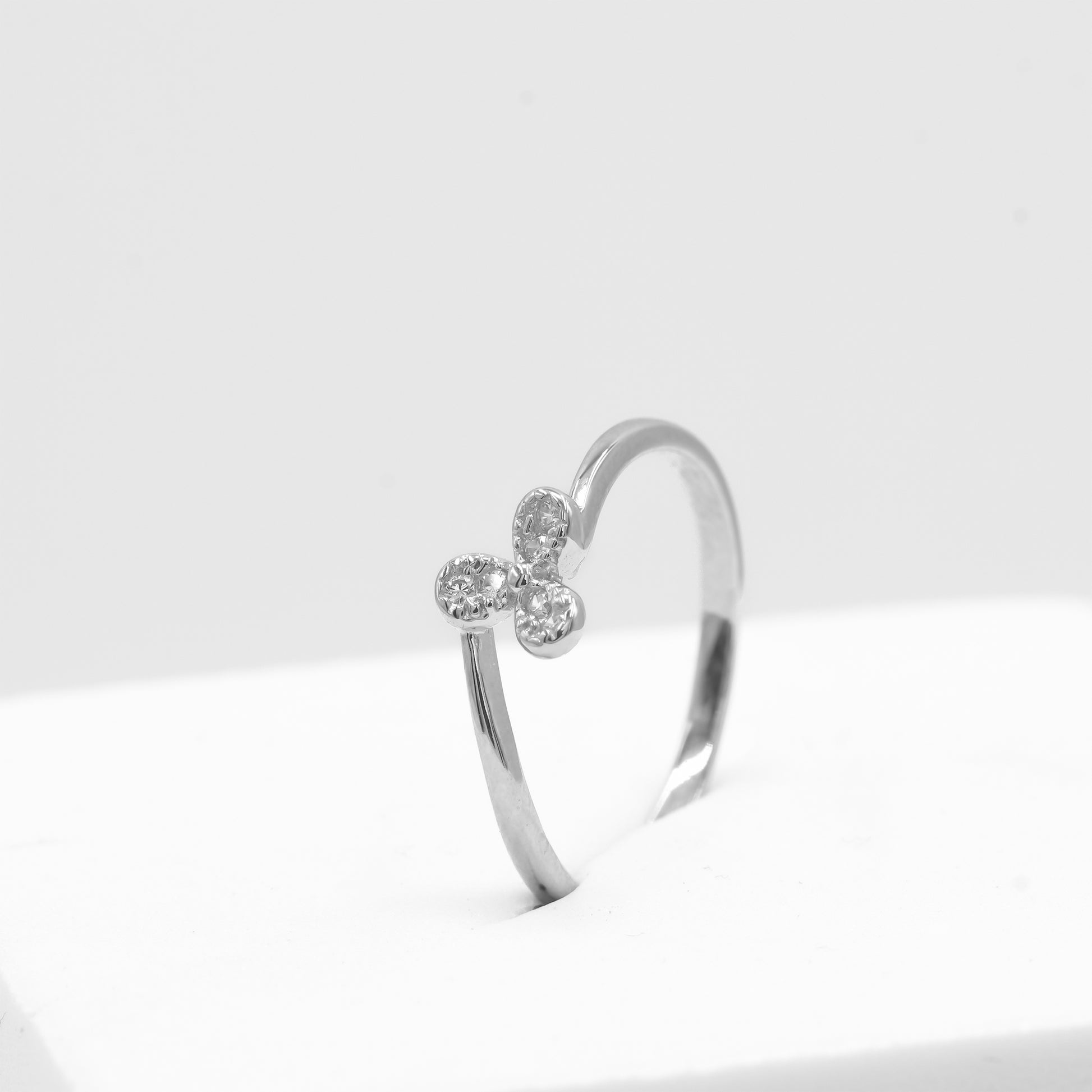 Front view of Tara trio sparkle ring in 925 sterling silver by Zyrene