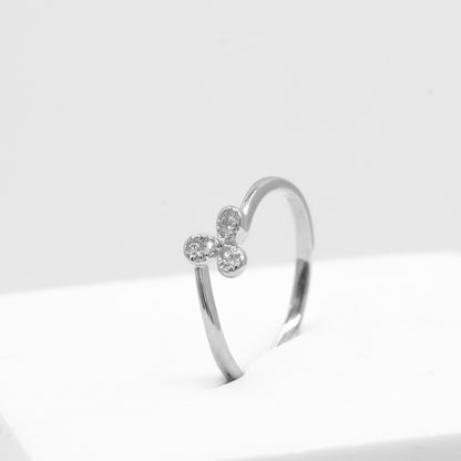 Front view of Tara trio sparkle ring in 925 sterling silver by Zyrene