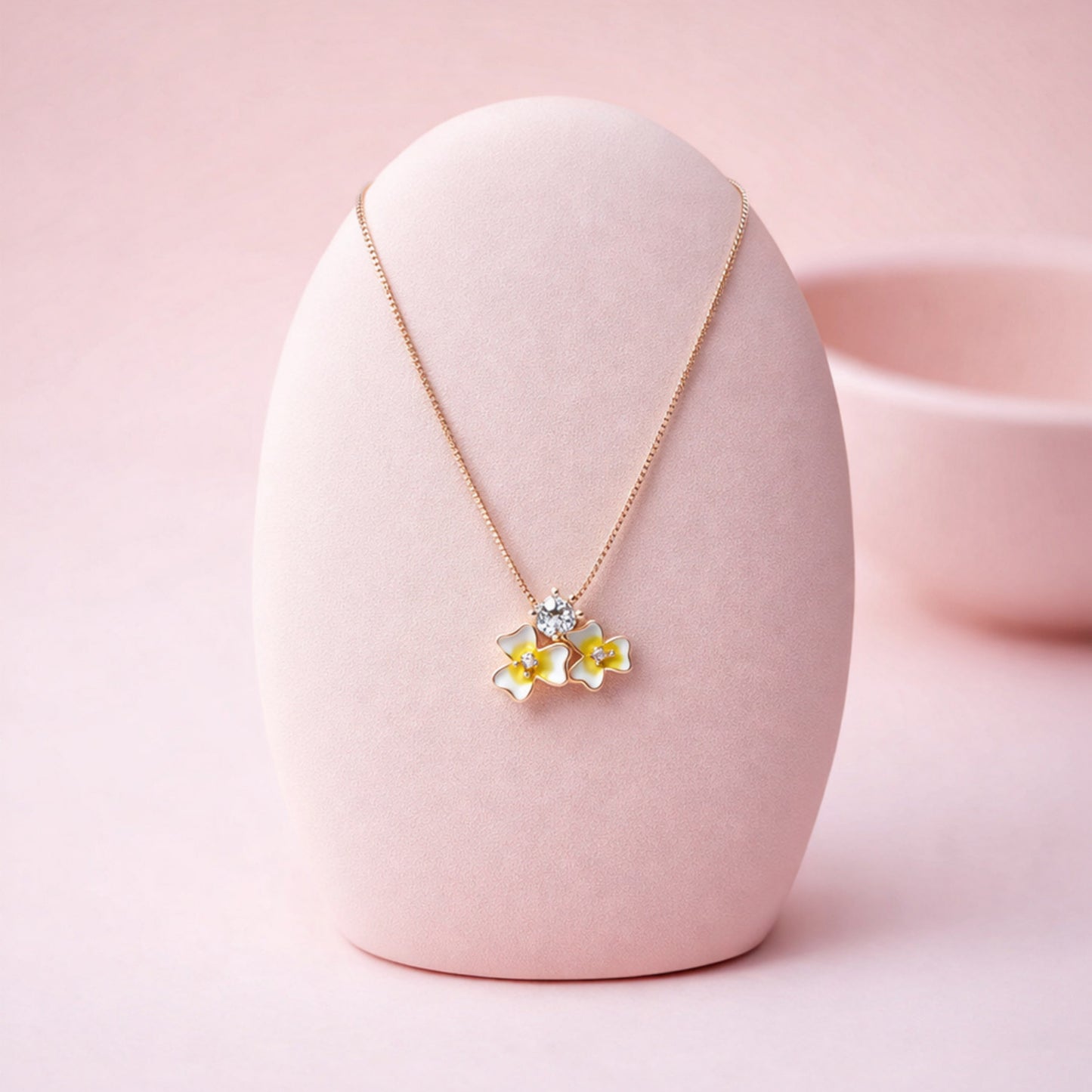 Solara™ by Zyrene – Sunny Blossom Pendant | 18K Rose-Gold Finish | Crystal Centrepiece | Everyday Glow