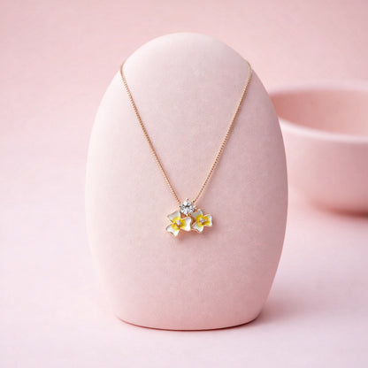 Solara™ by Zyrene – Sunny Blossom Pendant | 18K Rose-Gold Finish | Crystal Centrepiece | Everyday Glow