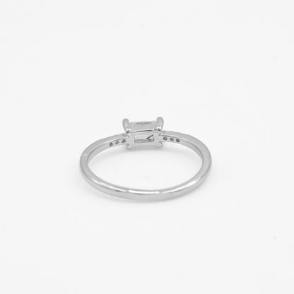 Side view of Zyrene Mishka 925 silver ring showing slim lightweight band