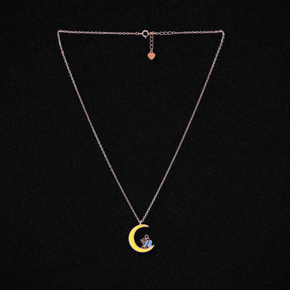 Moon Child🌙 by Zyrene – Premium Enamel Pendant Necklace | Dreamy Charm for Daily & Festive Looks | Lifetime Plating | 6-Month Warranty Included