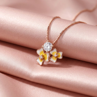 Solara™ by Zyrene – Sunny Blossom Pendant | 18K Rose-Gold Finish | Crystal Centrepiece | Everyday Glow