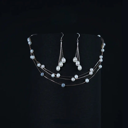 Floating Pearl Symphony by Zyrene – Premium Multi-Layer Pearl Necklace Set | Timeless Elegance | For Gifting & Glam Nights | Lifetime Plating | 6-Month Warranty