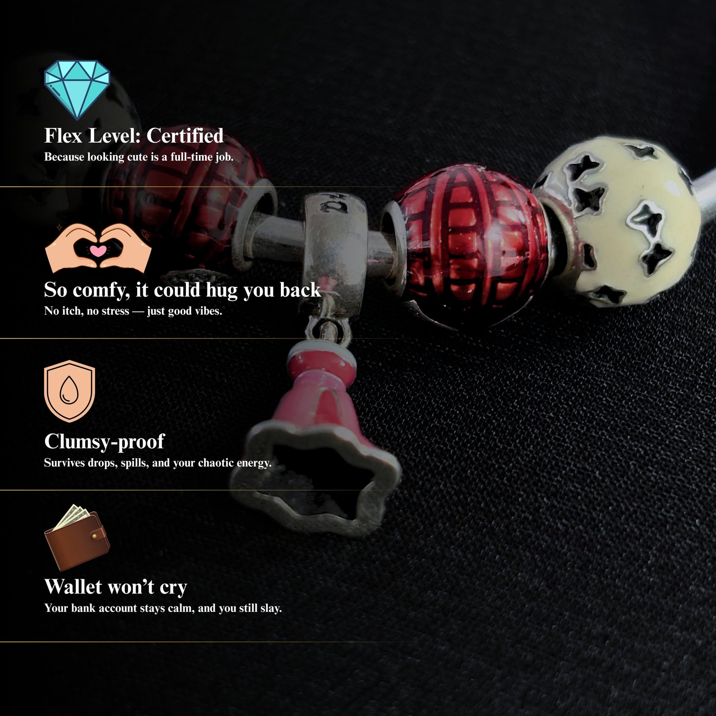 Bijli⚡ by Zyrene – Premium Silver-Plated Charm Bracelet | Bold Red & Star Beads | Gifting Favorite | Daily + Party Wear | Lifetime Plating | 6-Month Warranty Included