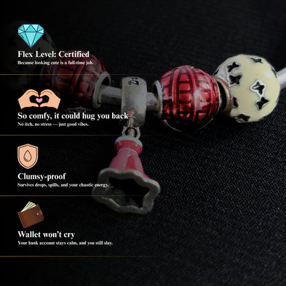 Scarlet Nova™ by Zyrene – Red Enamel Charm Bracelet | 925 Sterling Silver | Bold Luxe Collection