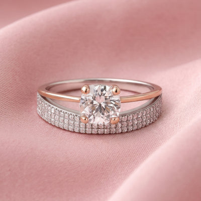 Aurielle™ by Zyrene – Solitaire Pavé Band Ring | 925 Sterling Silver | Lifetime Plating &amp; 6-Month Warranty