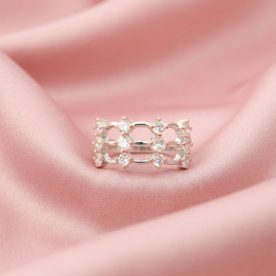 Lucida™ by Zyrene – 925 Sterling Silver Grid Ring | Dual-Tone Luxury Finish | Premium Lifetime Plating & 6-Month Warranty Included