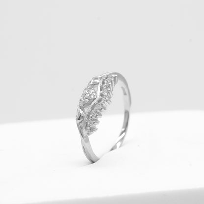 Front view of Aarika tiara heart ring in 925 sterling silver by Zyrene