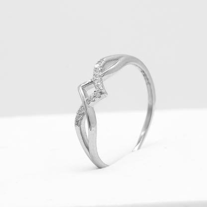 Side view of Zyrene Aira 925 silver ring showing slim lightweight band