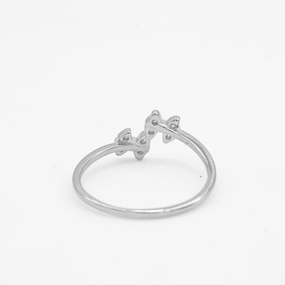 Side view of Zyrene Kyra 925 silver ring showing slim lightweight band