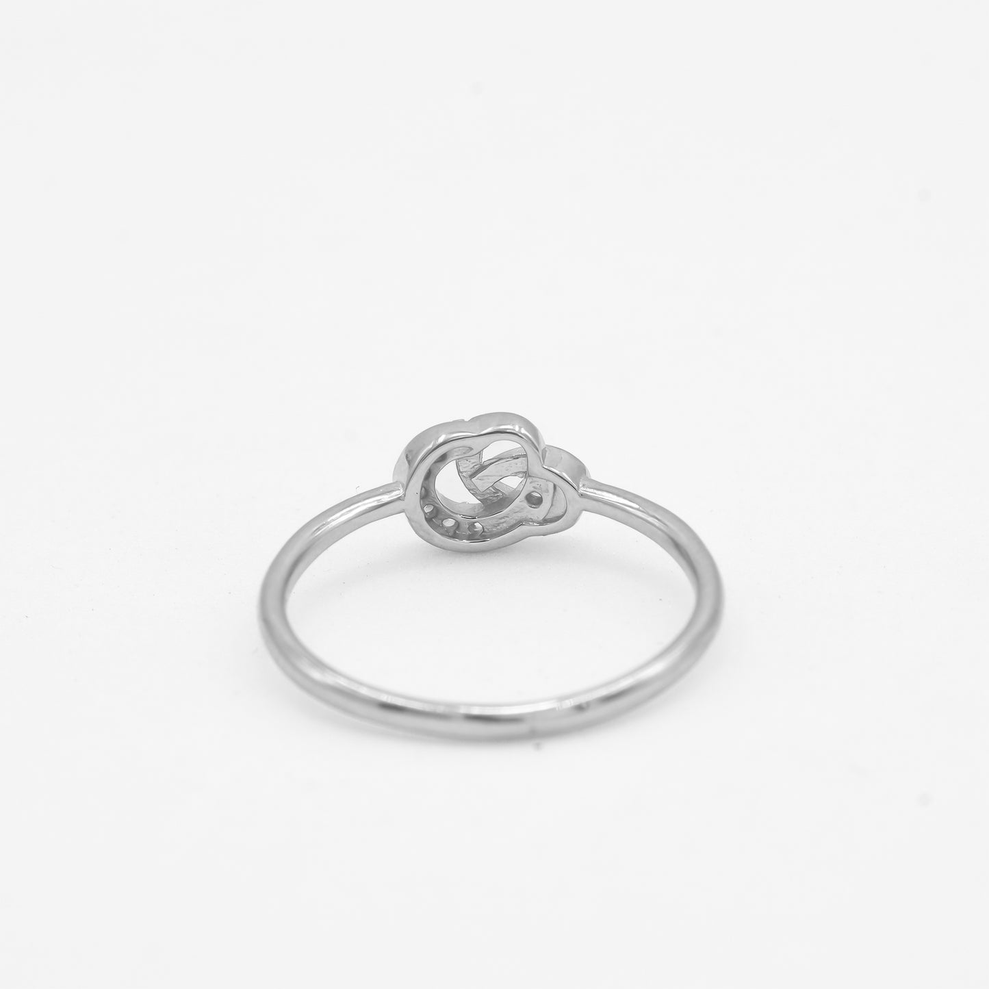 Side view of Zyrene Mira 925 silver ring showing slim lightweight band