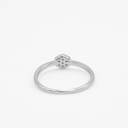 Side view of Zyrene Nira 925 silver ring showing slim lightweight band