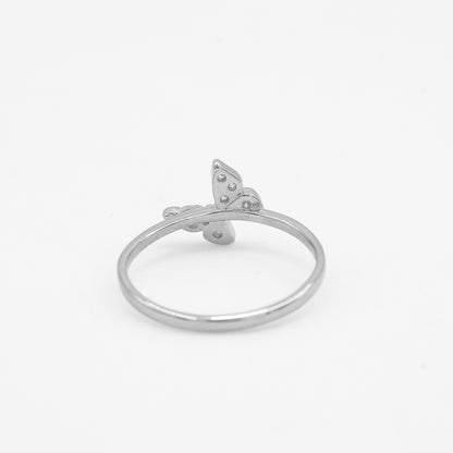 Side view of Zyrene Pari 925 silver ring showing slim lightweight band
