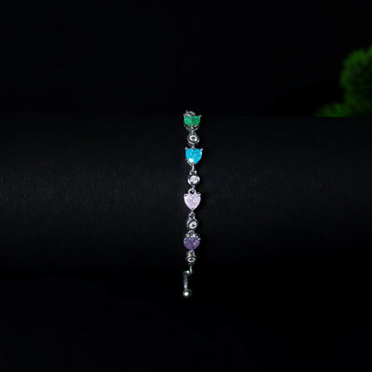 Lovelle™ by Zyrene –– Pastel Heart Adjustable Bracelet | 925 Sterling Silver | Universal Fit