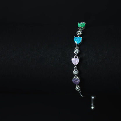 Lovelle™ by Zyrene –– Pastel Heart Adjustable Bracelet | 925 Sterling Silver | Universal Fit