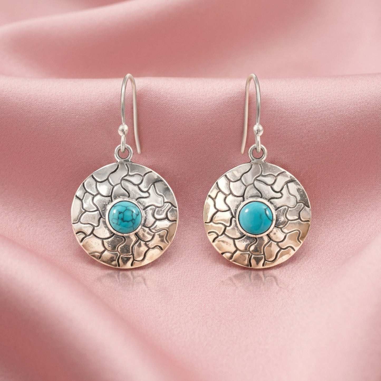 Solene™ Vintage Turquoise Medallion Earrings | Sterling Silver | Old Soul Balance | Meaningful Gift for Her