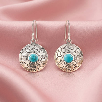 Solene™ Vintage Turquoise Medallion Earrings | Sterling Silver | Old Soul Balance | Meaningful Gift for Her
