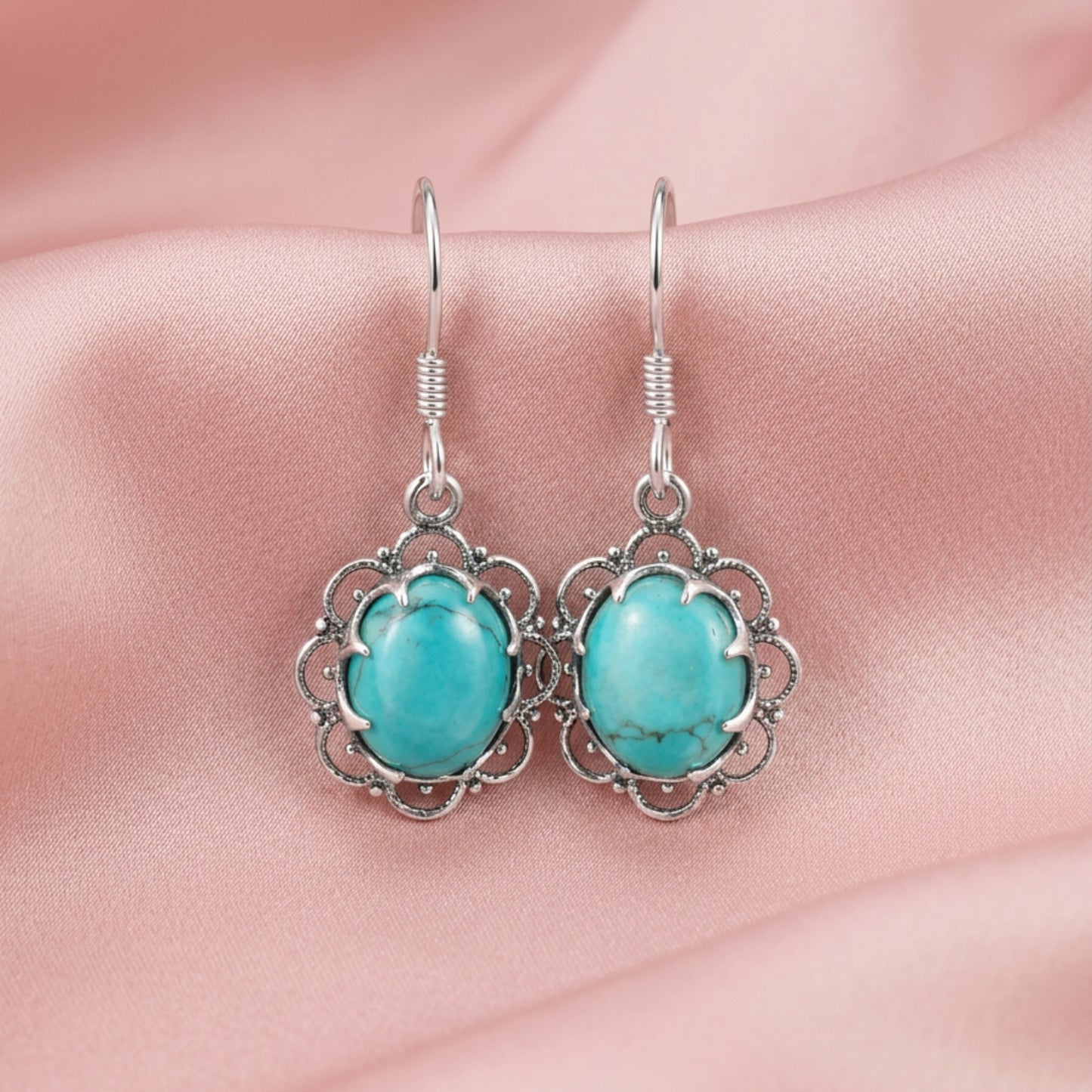 Lunelle™ Vintage Turquoise Bloom Earrings | Sterling Silver | Old Soul Charm | Meaningful Gift for Her