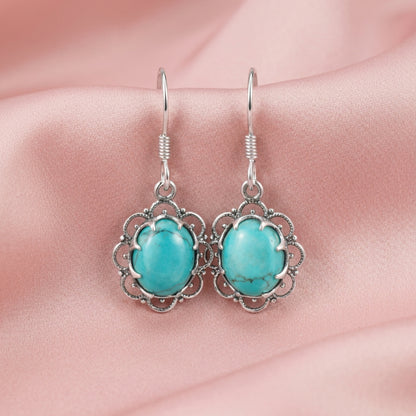 Lunelle™ Vintage Turquoise Bloom Earrings | Sterling Silver | Old Soul Charm | Meaningful Gift for Her