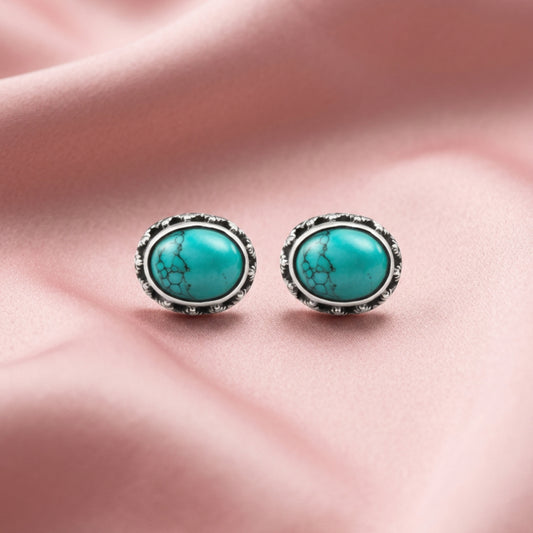Mirelle™ Vintage Turquoise Stud Earrings | Sterling Silver | Old Soul Calm | Thoughtful Gift for Her